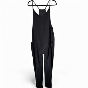 No brand Women's Black Sleeveless Jumpsuit M Casual Wide-Leg Romper